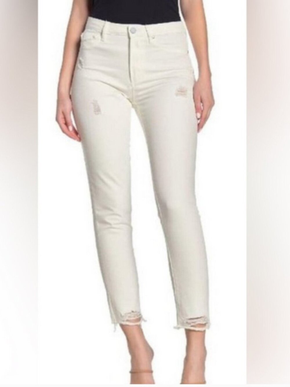 NWT Articles of Society for Women Rene Mid-Rise distressed Straight white Jean27
